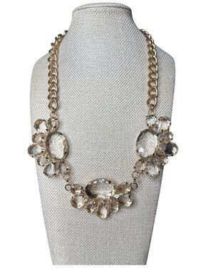 Gold-Tone Clear Crystal Statement Necklace - Women Jewelry